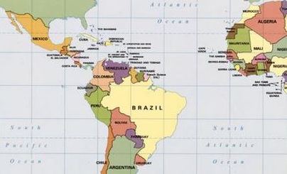 Map of Brazil and West Africa